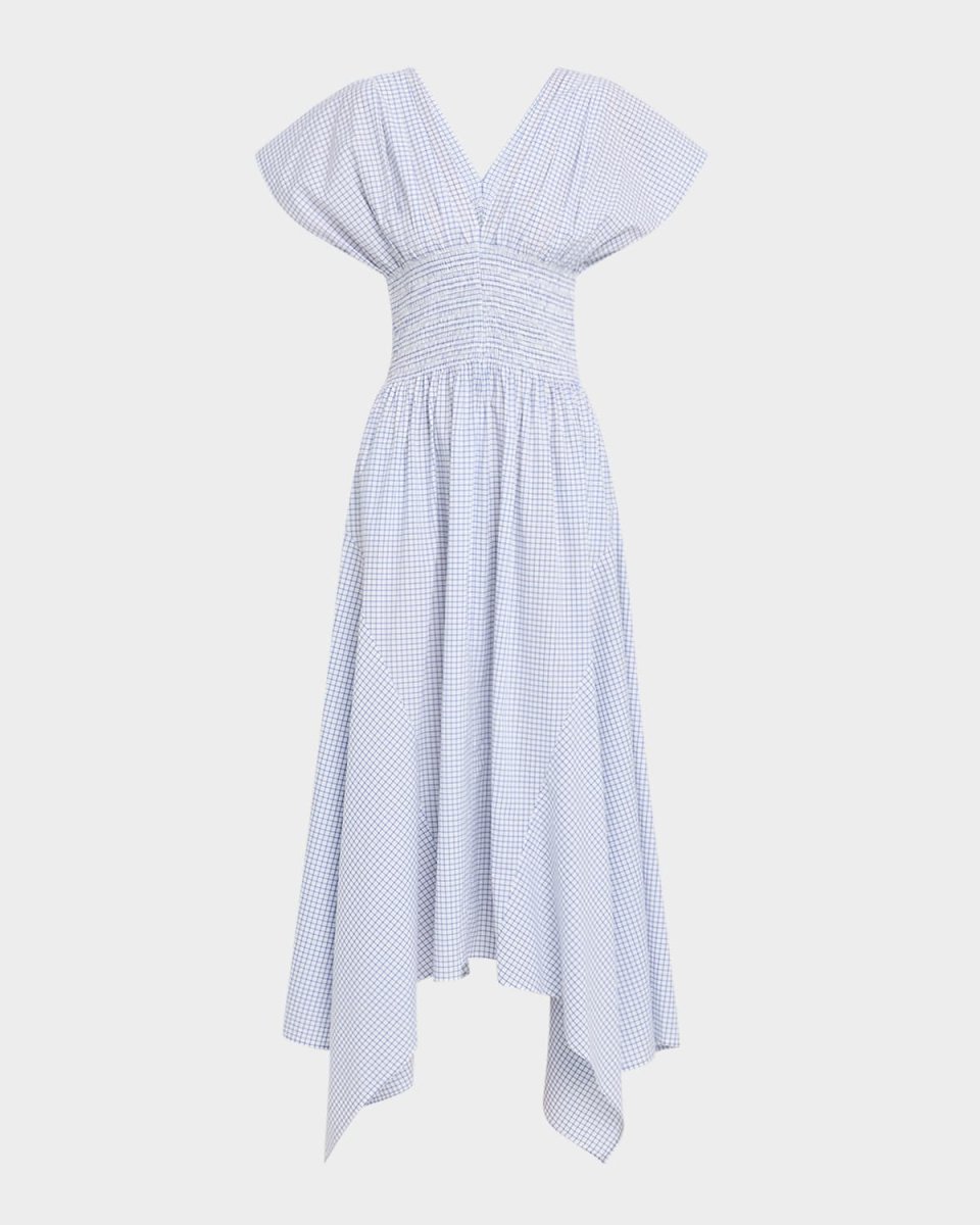 Serrito Smocked Handkerchief Midi Dress